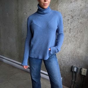 Reformation Blue Cashmere Turtleneck Sweater Size XS